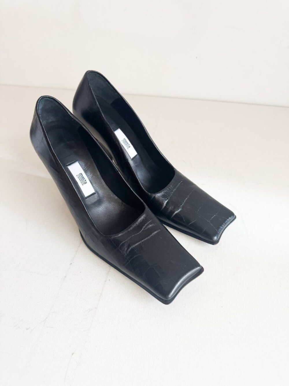 MIISTA Black Super Square Toe High Heels 39